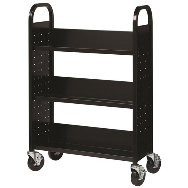 Pemberly Row Single-sided Mobile Book Cart Black