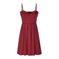 thumbnail image 4 of EQWLJWE Robes d'Été pour Femmes 2023 Robe Unie Soutien-Gorge Épaules Dénudées Robe Plissée à la Taille Robe Grande Balançoire Robe en Liquidation pour Femmes, 4 of 6