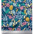 thumbnail image 1 of Soimoi Blue Poly Georgette Fabric Artistic Leaf & Floral Fabric Prints By Yard 42 Inch Wide, 1 of 5