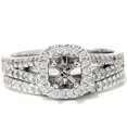thumbnail image 1 of Womenst 3/4ct Pave Halo Diamond Ring Set 14K White Gold, 1 of 2