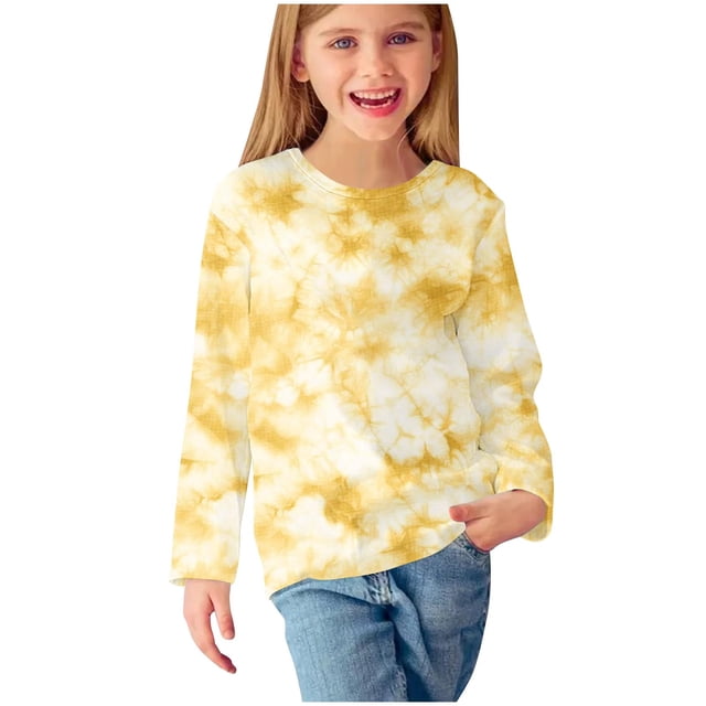 WRKEKC Chemises à Manches Longues pour Filles, T-Shirts à Manches Longues pour Filles, Chemises à Manches Longues à Imprimés pour Filles Jolis Chandails Ras du Cou Blouses Habillées Décontractées Vêtements