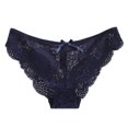 thumbnail image 1 of WTXUE Intimates | Waist Comfortable Hollow Ruffle Womens Low Bow Lace Underwear | 1 Piece Dark Blue XXL, 1 of 6