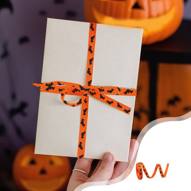 YIMWNYI Halloween Ribbon, Festive Party Decoration, Crafting and Gift Wrapping Supplies, 10 Yards of Versatile Polyester Ribbon, Elegant Bow Making Accessory