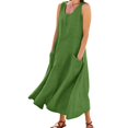 thumbnail image 1 of JIRNDf Robes Maxi d'Été pour Femmes Tendance Couleur Unie Col Rond Poches Longues Robes d'Été Quotidiennes pour Femmes Robe Boho Verte TTTTG, 1 of 7