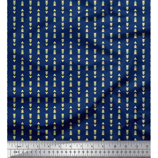 Soimoi Moss Georgette Fabric Triangle Shirting Print Sewing Fabric Yard 42 Inch Wide