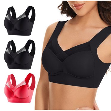 LLYWEY Soutiens-Gorge de Sport Rembourrés Liquidation Soutiens-Gorge de Sport en Coton Femmes Dames Soutien-Gorge de Sport Style-1165 Soutien-Gorge Multiusage pour Femme Grande Taille Caractéristique Adulte Femme Grande Taille Soutiens-Gorge de Sport Noir 40B