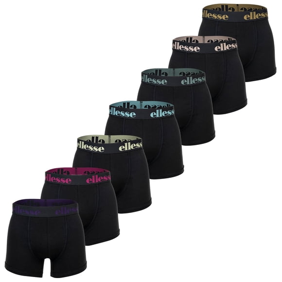 ellesse Boxeurs pour Hommes, Lot de 7 - Yema Lot de 7 Boxeurs, Logo, Coton Extensible Noir/multicolore m (Moyen)