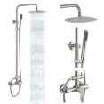 thumbnail image 1 of gotonovo Outdoor Shower Faucet SUS304 Shower Fixture System Combo Set Rainfall Shower Head Single Handle High Pressure Hand Spray Wall Mount 2 Function Brushed Nickel 8 inch Rainfall Shower Head Kit, 1 of 4