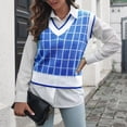 thumbnail image 4 of EQWLJWE Débardeurs Sans Manches pour Femmes Débardeurs d'Été pour Femmes Chandail Tricoté Multicolore à Col en V pour Femmes à Carreaux Rayures Décontracté Mode Gilet Sans Manches Veste Manteau Hauts, 4 of 5