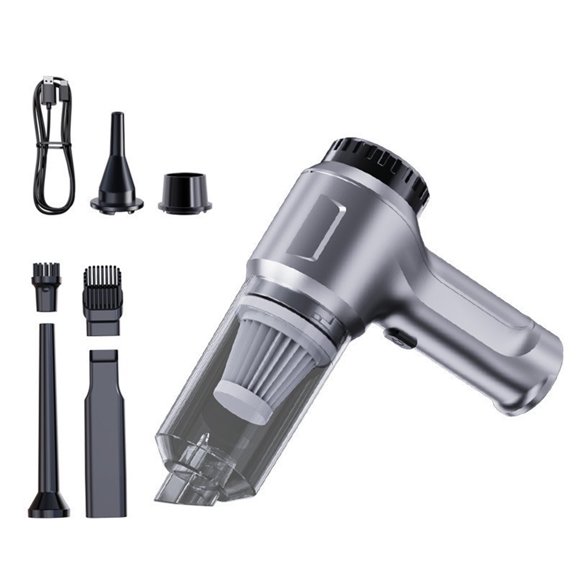 TFixol Aspirateur à Main Sans Fil 4-en-1 avec Aspiration de 11000 Pa, Double Vitesse Réglable, Moteur Sans Balais, Idéal pour le Nettoyage de la Voiture, de la Maison et des Poils d'Animaux, Gris Argenté ST-6651, Batterie au Lithium Intégrée