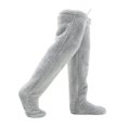 thumbnail image 3 of GUOOL over Knee High Fuzzy Protection Thick Warm Leg Cover Super Soft Thigh High Socks Light Gray, 3 of 9