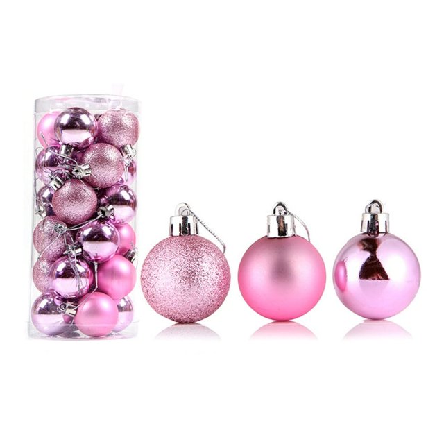24Pcs Christmas Ball Delicate Reusable High Gloss Tree Decor Ball Pendant Home Decor