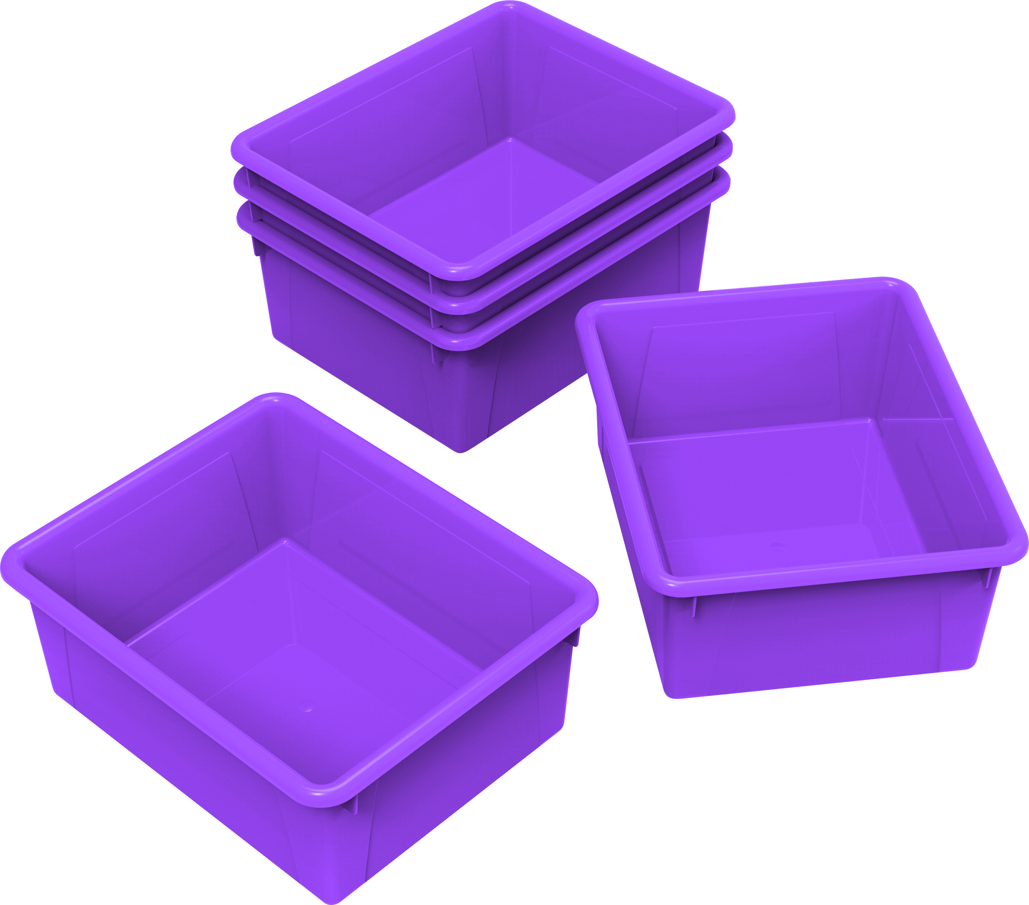 Storex Deep Storage Tray, Letter Size, 10 x 13 x 5 Inches, Violet, 5-Pack