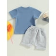 thumbnail image 4 of Gupgi 2Pcs Baby Boy Clothes Short Sleeve Letters Print T Shirt Elastic Waist Pockets Shorts Set, 4 of 9