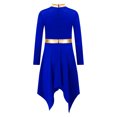 thumbnail image 4 of RUNQHUI Robe de Danse pour Filles Enfants Patchwork Métallique Ourlet Asymétrique Culte Église Bleu 14, 4 of 7