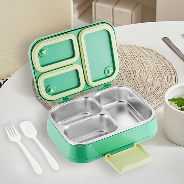 Dvkptbk Stainless Steel Lunch Boxs Transparent Stainless Steel Lunch Box for Office Workers and Students with Compartments for Lunch Boxes Heated Light Meal Boxes Three Compartment Lunch Box