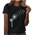 thumbnail image 3 of Babysbule Liquidation de Hauts pour Femmes T-shirt à Col Rond de Mode pour Femmes à Manches Courtes Imprimé Pissenlit T-shirt Décontracté Ample Hauts, 3 of 4