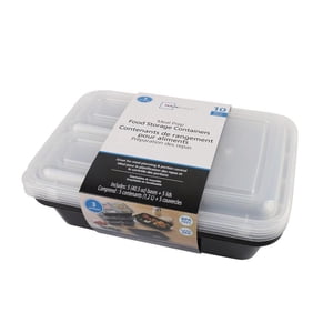 Mainstays 5-pack 3-compartment Conteneurs de préparation de repas avec lids – Contenants pour le déjeuner