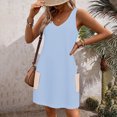 thumbnail image 5 of Timegard Robes pour Femmes Col en V Été Décontracté Robes T-Shirt Sortie de Plage Robe Débardeur avec Poches, 5 of 5