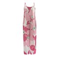 thumbnail image 2 of Sexy Dance Combinaison Longue pour Femmes, Jambes Larges, Pantalon Ample, Col Rond, Rose 2TG, 2 of 3