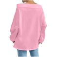 thumbnail image 5 of Women's Off Shoulder Sweatshirt Adjustable Drawstring Oversized Long Sleeve Shirt Pullover Basic Slouchy Clothes 2025, 5 of 5