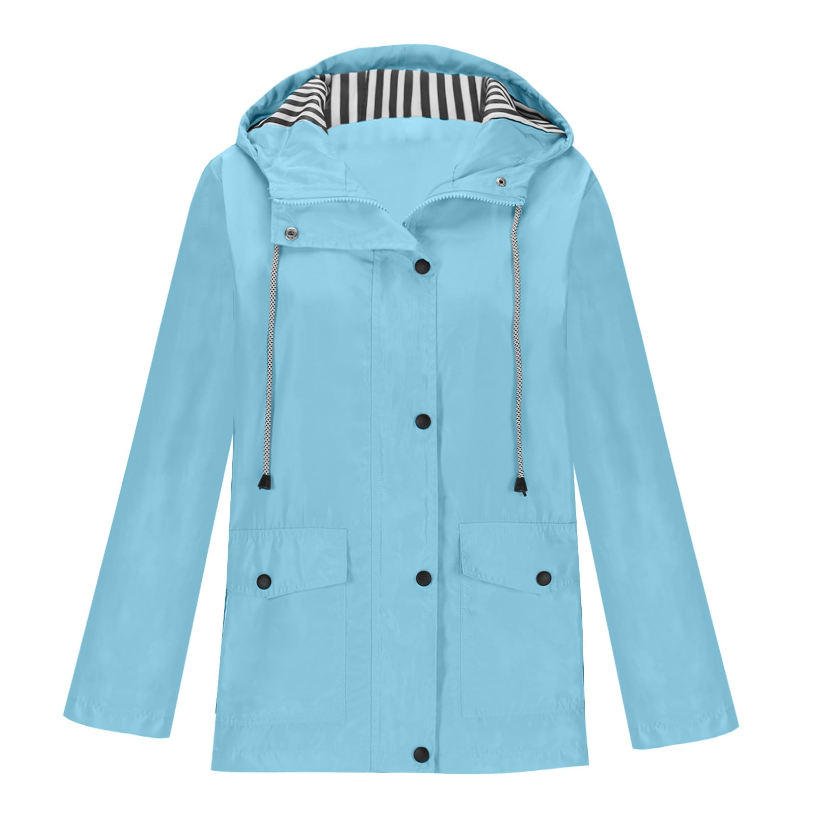 AherBiu Manteau de Pluie pour Femme avec Capuchon, Coupe-Vent Léger Ajustable, Imperméable, Randonnée, Voyage, Vêtement d'Extérieur