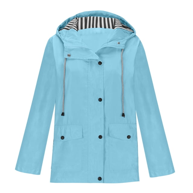 AherBiu Manteau de Pluie pour Femme avec Capuchon, Coupe-Vent Léger Ajustable, Imperméable, Randonnée, Voyage, Vêtement d'Extérieur