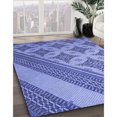 thumbnail image 3 of Ahgly Company Tapis Rond Lavable en Machine Intérieur Transitionnel Bleu Denim, 8 Pieds Rond, 3 of 7