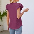 thumbnail image 5 of Pompotops T-shirt à Col en V à Volants Uni pour Femmes, Printemps et Été, Liquidation, 5 of 5