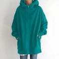 thumbnail image 3 of Womens Solid Color Hoodie Zipper Long Sleeve Sweatshirts Pockets Long Coat Tops, 3 of 5