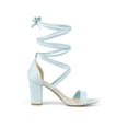 thumbnail image 3 of BLISSFUL STEP Women's Solid Color Strap Block Heel Lace up Sandals, 3 of 7