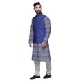 thumbnail image 2 of Atasi Kurta Pyjama pour Homme Veste Col Mandarin Indien Imprimé Ensemble de Tenue Ethnique, 2 of 5