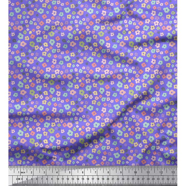 Soimoi Rayon Crepe Fabric Flower Artistic Print Fabric by Yard 46 Inch Wide