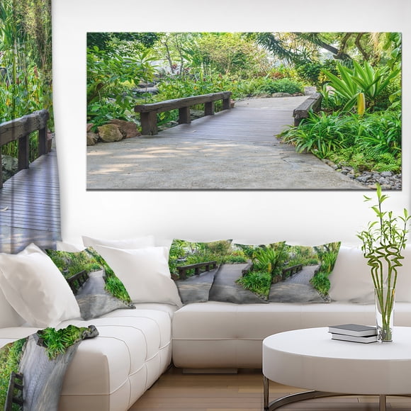 Stone Pathway into Garden - Landscape Canvas Art Print
