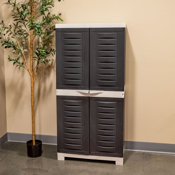 Sunnydaze Plastic Lockable Storage Cabinet with 3 Adjustable