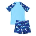 thumbnail image 2 of Sunnyoo Big Boys Swimsuit Shark Print Short Sleeve Rash Guard Shorts Quick Dry Bathing Suit with UPF50+, 2 of 8
