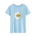 thumbnail image 3 of Women It's A Beautiful Day Letter Daisy Print Short Sleeve T-Shirt, 3 of 6