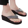 thumbnail image 3 of Summer Slippers Fashion Rhinestones Wedges Flip Flops Womens Casual Beach Shoes, 3 of 9
