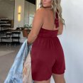 thumbnail image 4 of Gspmoly Shorts de Course pour Femmes, Combinaison d'Été Décontractée et Tendance Sans Manches à Bretelles, Taille Élastique, Double Poche, Shorts de Randonnée pour Femmes, Offres Hebdomadaires, Bourgogne TTG, 4 of 7