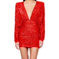 thumbnail image 2 of Pisexur Robes pour Femmes Robe de Cocktail à Col en V Profond Robe de Soirée à Paillettes de Mode Robe de Boîte de Nuit de Fête Tunique Dos Ouvert Robes de Retour à la Maison Robe Élégante pour Invitée de Mariage Robe Midi, 2 of 6