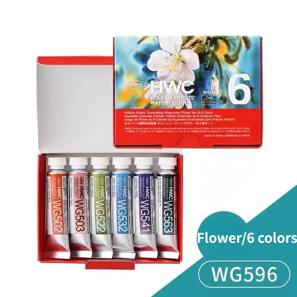 Holbein Artist's Watercolors Set of 6,5ml Tubes Art Supplies for Adult Teens Beginner Amateur Artists,WG596