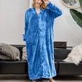 thumbnail image 2 of Besolor Womens Long Housecoat Robe Fleece Zip up Front Robe Bathrobe Plush Warm Nightgown Loungewear with Pockets, 2 of 7