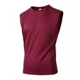 thumbnail image 2 of BADHUB Mens Workout Hooded Tank Tops Drawstring Muscle Stretch Sleeveless Solid Color Shirts Loose Gym Vest Clearance Wine L, 2 of 7