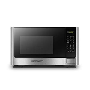 BLACK+DECKER Digital Microwave Oven with Turntable Push-Button Door, Child Safety Lock, Stainless Steel, 0.9 Cu.ft