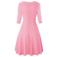 thumbnail image 4 of Jusqu'à 65 % de Rabais! Robes d'Été Mode pour Femmes 2024 Grande Taille Tempérament Manches Trois Quarts Faux Deux Pièces Encolure Patchwork Grande Jupe Robe en Dentelle, 4 of 5
