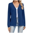 thumbnail image 3 of CFLVAEK Cardigan Sweaters for Women Ribbed Knit Button Down Loose Fitted Long Sleeve Cardigans Fall Trendy Cardigan Sweater Blue XL, 3 of 6
