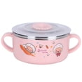 thumbnail image 1 of Children Bowl, Baby Bowl, Kitchen Utensils Rice Feeding Bowl With Lid Double-Layer Heat Insulation For Home Pink,Yellow, 1 of 8