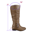 thumbnail image 2 of Bottes Cavalières à Fermeture Éclair pour Femmes, Hauteur Genou, Décontractées, Talon Plat Bas, Bottes d'Hiver, Chaussures (Cognac, 11), 2 of 5