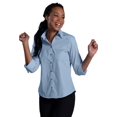 thumbnail image 1 of Edwards Garment Women's Open Neck 3/4 Sleeve Narrow Placket Poplin Blouse, 1 of 1