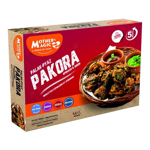 Mother's Magic Palak-Pyaz Pakora (Spinach&Onion) 400G, Spinach & Onion Pakora 400G Frozen Ready-to-Cook